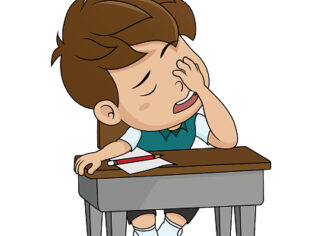 kid boring about someting.back to school.vector and illustration.